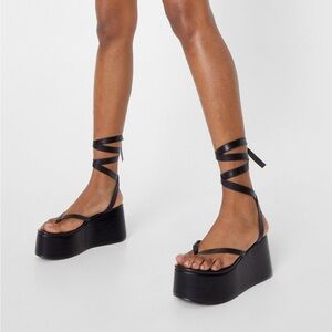 Faux Leather Platform Sandals